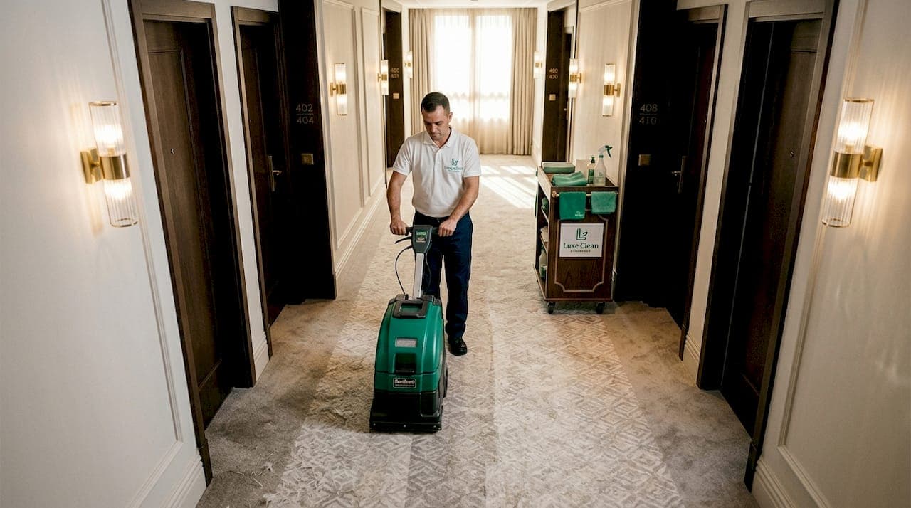 Por qué las alfombras de pasillos de hotel requieren limpieza especial