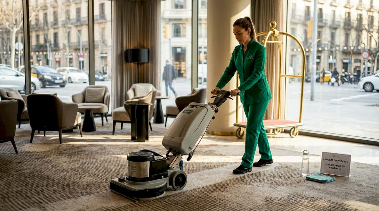 Frecuencia de limpieza profesional de alfombras en hoteles