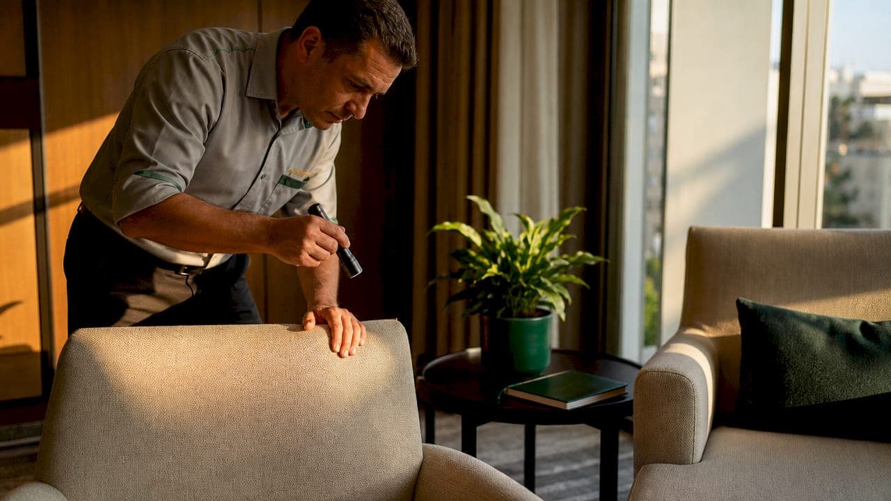 Control de calidad en limpieza de tapicería de hotel